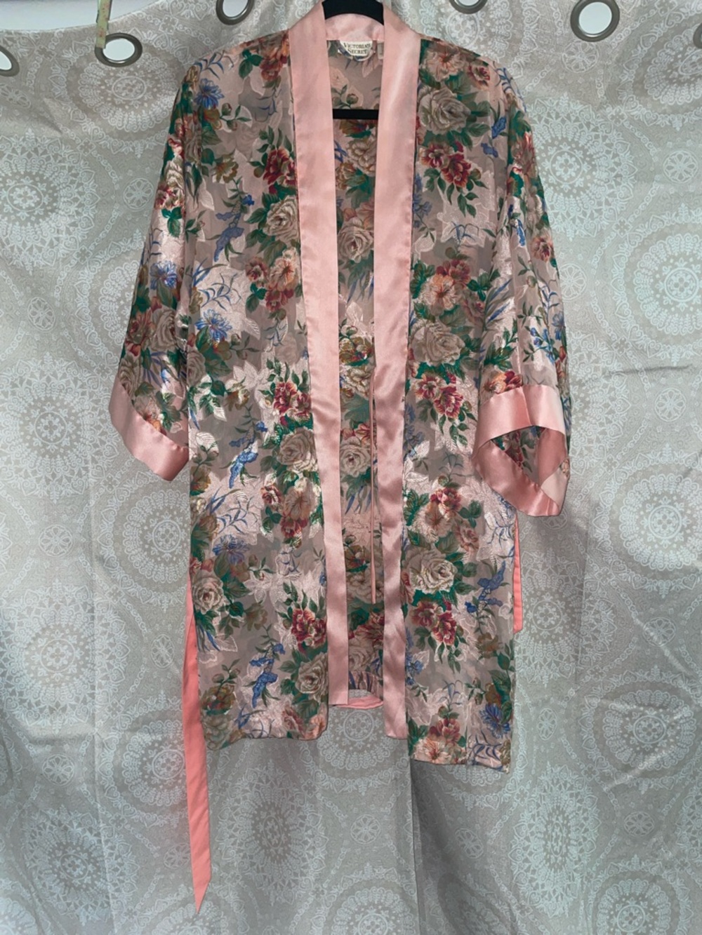Victoria's Secret Pink Floral Satin Kimono (belt replaced)